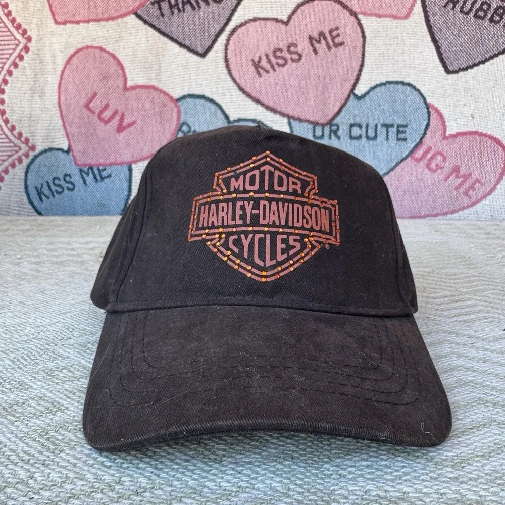 Harley-Davidson Motorcycles Born To Run Black Ball Cap Hat‎ Bedazzled Logo